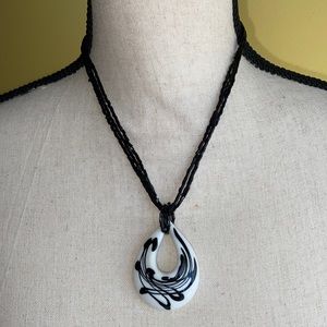 Black and white pendant necklace